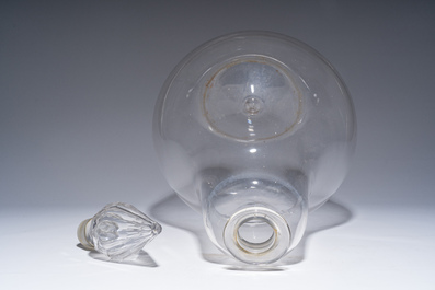 A large pear-shaped glass apothecary jar or carboy, 19th C.