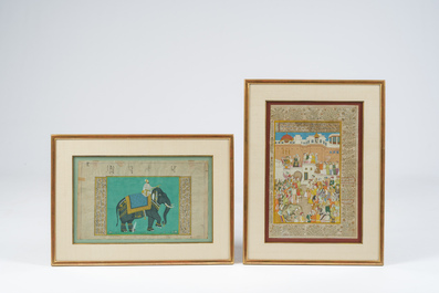 Deux miniatures indiennes et une thangka figurant 'Khasarpani', N&eacute;pal ou Tibet, 19&egrave;me/20&egrave;me si&egrave;cle