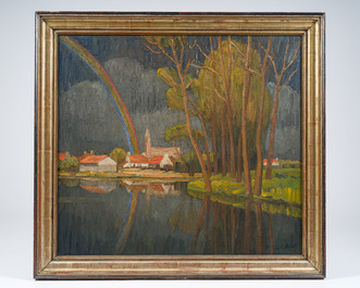 Evarist De Buck (1892-1974): Paysage de Lys &agrave; l'arc-en-ciel, huile sur toile