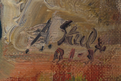 Albert Steel (1917-1984) en Georges Steel (1923-2010): Twee landschappen en een bloemstilleven, olie op doek, jaren '70