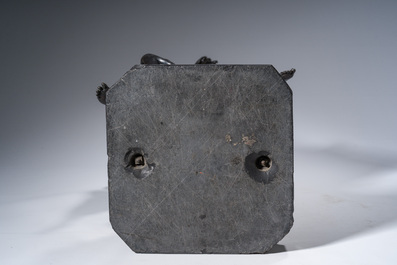 Emile Louis Picault (1833-1915): 'Maintenant sous le ciel tout repose Lamartine', brown patinated bronze alloy on a marble base, 20th C.