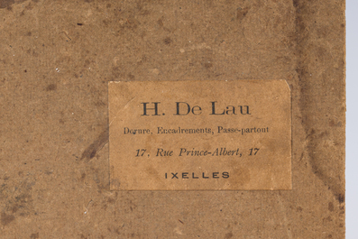 Ecole belge: 'L'entrep&ocirc;t br&ucirc;l&eacute; apr&egrave;s le bombardement', huile sur papier, Anvers, dat&eacute; 30 octobre 1830