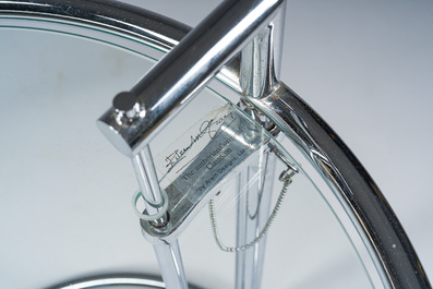 Eileen Gray (1878-1976): A pair of height-adjustable chromed steel and glass side tables, the so-called Classicon Adjustable Table E1027, [1970s]