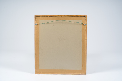 Alice Remy (20th C.): Composition with calligraphy, mixed media on paper