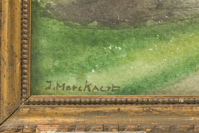 Jules Merckaert (1872-1924) and Vital Keuller (1866-1945): Two landscapes, watercolour on paper, one dated (19)40