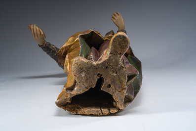 Importante sculpture en bois polychrom&eacute; d'&Eacute;lisabeth de Hongrie, 18&egrave;me si&egrave;cle