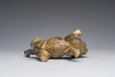 Gemonogrammeerd F.B. (voor Franz Bergmann): Een Weense polychroom koud beschilderde bronzen inktpot in de vorm kat, 19de/20ste eeuw