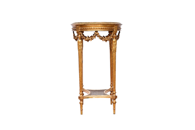 A French wooden gaming table and two side tables, 19th/20th C.