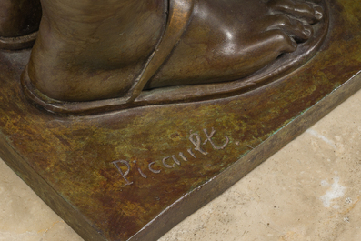 Emile Louis Picault (1833-1915): The Egyptian high priest Pastophore and the Egyptian scribe Hierogrammate, patinated bronze, 20th C.