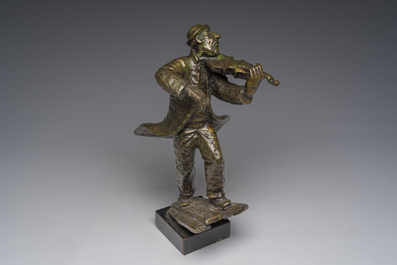 L. Segal (20&egrave;me si&egrave;cle): Le violoniste passionn&eacute;, bronze patin&eacute;