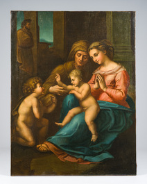 Franse school, navolger van Rafa&euml;l (1483-1520): Madonna van de goddelijke liefde, olie op doek, 18de eeuw