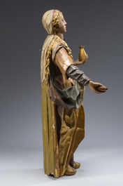 Importante sculpture en bois polychrom&eacute; d'&Eacute;lisabeth de Hongrie, 18&egrave;me si&egrave;cle