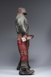 A Haitian Bizango statue of a male warrior with a firearm in his hand, mixed media, 20th century