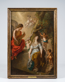 &Eacute;cole flamande, suiveur de Th&eacute;odore Boeyermans (1620-1678): L'extase de sainte Rosalie de Palerme, huile sur toile, vers 1700