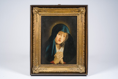 French school, follower of Giovanni Battista Salvi da Sassoferrato (1609-1685): The praying Madonna, oil on panel, late 18th C.