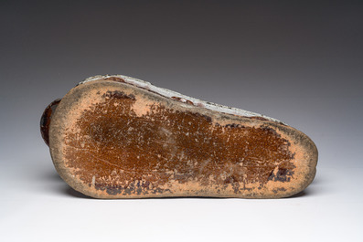 A brown-glazed pottery tureen for hare's p&acirc;t&eacute;, west of France, 19th C.