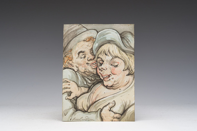 Thomas Rowlandson (1756-1827, &agrave; la mani&egrave;re de): Le toucher ind&eacute;sirable, aquarelle sur papier, 19&egrave;me si&egrave;cle