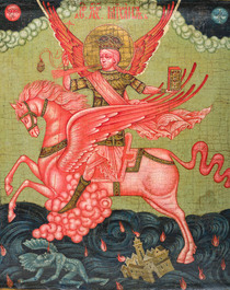 A Russian orthodox 'Archangel Michael Voyevoda, captain of the heavenly hosts' icon, 18th/19th C.