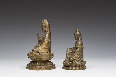 Two Chinese gilt bronze sculptures of Buddha, 20th C.