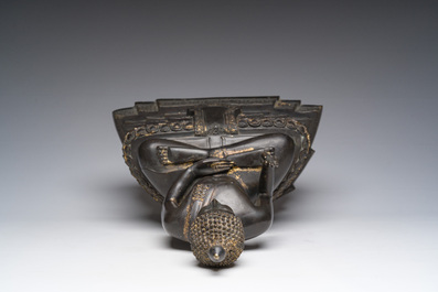 A Thai bronze sculpture of the seated Buddha with traces of gilding, Rattanakosin, 18th/19th C.