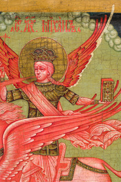 A Russian orthodox 'Archangel Michael Voyevoda, captain of the heavenly hosts' icon, 18th/19th C.