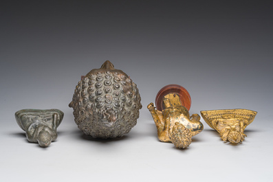 Four Thai partly gilt bronze Buddha sculptures, Rattanakosin and later, 19th/20th C.