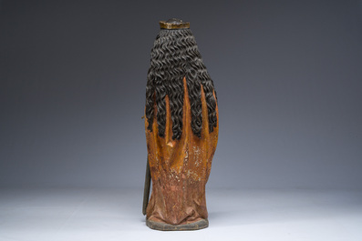 Grande sculpture en bois de tilleul polychrome repr&eacute;sentant sainte Catherine d'Alexandrie, Allemagne du Sud, vers 1540