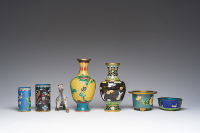 A varied collection of Chinese cloisonn&eacute; items, 19th/20th C.