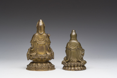 Two Chinese gilt bronze sculptures of Buddha, 20th C.