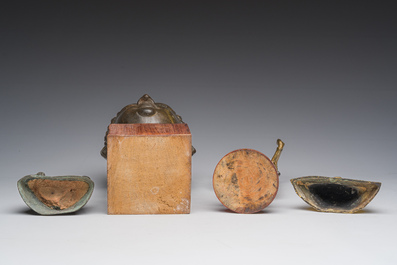 Four Thai partly gilt bronze Buddha sculptures, Rattanakosin and later, 19th/20th C.