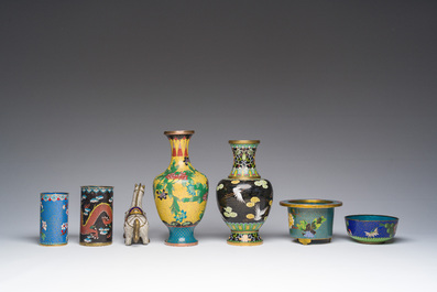 A varied collection of Chinese cloisonn&eacute; items, 19th/20th C.