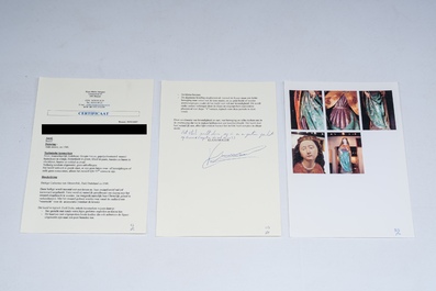 Grande sculpture en bois de tilleul polychrome repr&eacute;sentant sainte Catherine d'Alexandrie, Allemagne du Sud, vers 1540