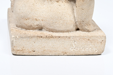 Willem Lorein (20&egrave;me si&egrave;cle): 'Repos' (nu assis), pierre, (1971)