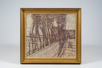 Alfons Blomme (1889-1979): Landscape with a row of trees, oil on canvas