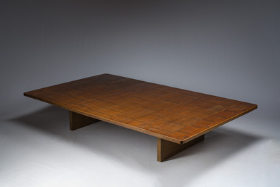 A Chinese bamboo and hardwooden opium table, 20th C.
