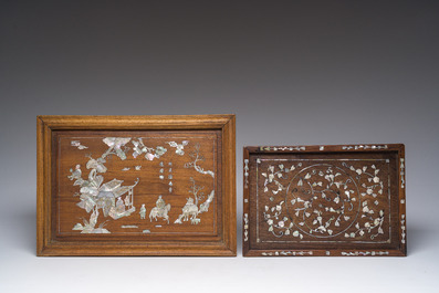 Een diverse collectie Chinese houten objecten en een Shou Lao sculptuur in hoorn, 19de/20ste eeuw