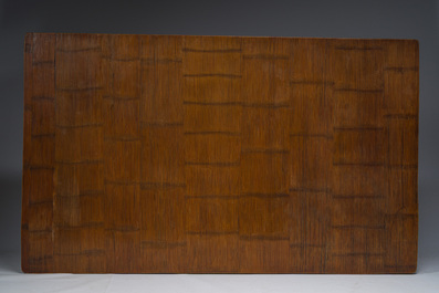A Chinese bamboo and hardwooden opium table, 20th C.