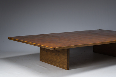 A Chinese bamboo and hardwooden opium table, 20th C.