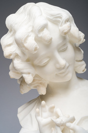 Eugenio Battiglio (19&egrave;me/20&egrave;me si&egrave;cle): Jeune fille au papillon, alb&acirc;tre, Florence