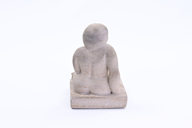 Willem Lorein (20&egrave;me si&egrave;cle): 'Repos' (nu assis), pierre, (1971)