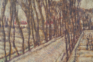 Alfons Blomme (1889-1979): Landscape with a row of trees, oil on canvas