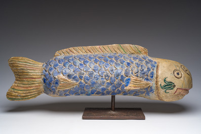 Een Malinese Bozo vis-marionet of Sogo b&ograve; in gesculpteerd en gepolychromeerd hout, 20ste eeuw