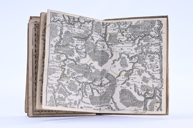 Album de cartes composites &agrave; l'usage des voyageurs, reliure en cuir de veau, e.a. de Wit, Visscher, Frickx, 18&egrave;me si&egrave;cle