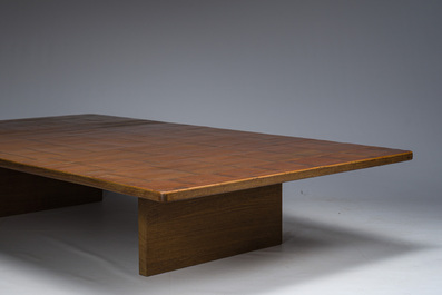 A Chinese bamboo and hardwooden opium table, 20th C.