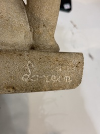 Willem Lorein (20&egrave;me si&egrave;cle): 'Repos' (nu assis), pierre, (1971)