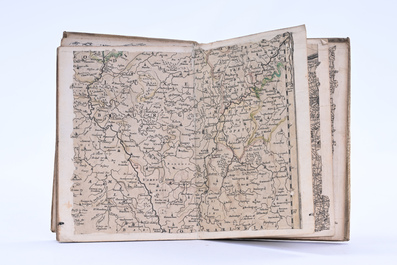 Album de cartes composites &agrave; l'usage des voyageurs, reliure en cuir de veau, e.a. de Wit, Visscher, Frickx, 18&egrave;me si&egrave;cle