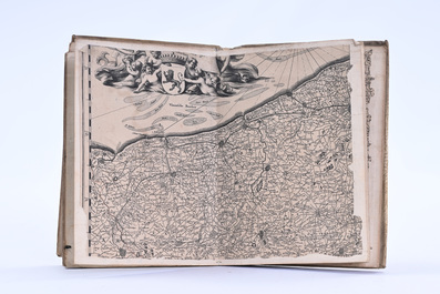 Album de cartes composites &agrave; l'usage des voyageurs, reliure en cuir de veau, e.a. de Wit, Visscher, Frickx, 18&egrave;me si&egrave;cle