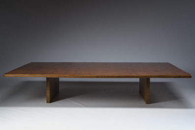 A Chinese bamboo and hardwooden opium table, 20th C.