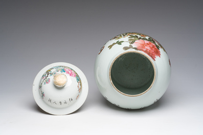 Vase couvert en porcelaine de Chine qianjiang cai &agrave; d&eacute;cor d'antiquit&eacute;s, 19&egrave;me/20&egrave;me si&egrave;cle