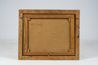 F&eacute;lix Gogo (1872-1953): Nature morte avec fruits et vaisselle, huile sur toile